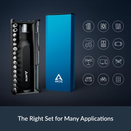 ARCTIC Ratchet Screwdriver Toolkit - Ratchet Screwdriver Set 27 in 1, Philipps/Slotted/Torx/Pozidriv/Hex, Aluminum Housing, with Bit Magazine for DIY, Electronics, Laptop, Tablet, Computer