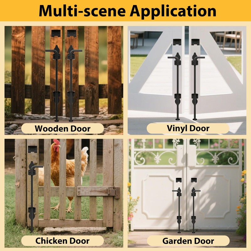 URDOGSL 24" Heavy Duty Cane Bolts for Gates with Black