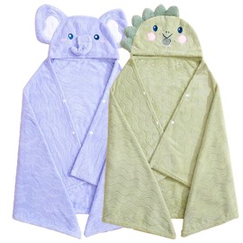 Toddler Towels Hooded Kids Bath Towel Unisex Toallas para Bebe 2-Pack 27.5"X55" Thick Ultra Absorbent Soft Baby Towels with Hood Beach Towel Bathrobe for Children, Infant, Newborn