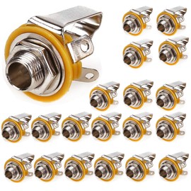 RUNCCI-YUN 6,35mm 1/4 Inch Female Guitar Input Jack, 6,35mm TRS Stereo Panel Mount Socket, 6.35mm Female Stereo TRS 1/4" Solder Socket (20pcs)