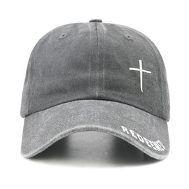 Sunlark Jesus Baseball Cap for Men Women, Religious Gifts for Christians Curved Brim Cap Embroidered 3 Nail Cross Hat Grey