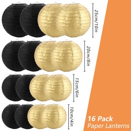 MUXHEL Pack of 16 Paper Lanterns, Paper Lanterns Decoration, Hanging Round Paper Lanterns, Lampshade Paper, Lampshade Round, Paper Lampshade, Paper Lantern, for Wedding, Birthday, Celebrations, Garden
