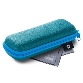 FEFI - Zip glasses case with felt cover made from recycled PET bottles, blue