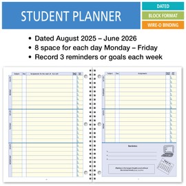 Elan Publishing Company Dated Student Planner: for Middle or High School August - June Dated for 2025-2026 Academic Year (Blue)