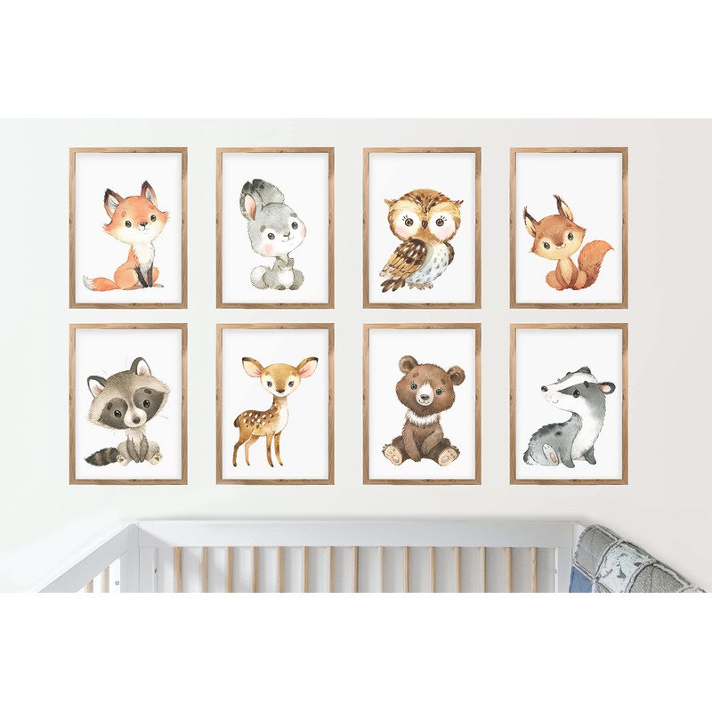 CreativeRobin Cute Baby Forest Animals Children's Poster DIN A4 Nursery