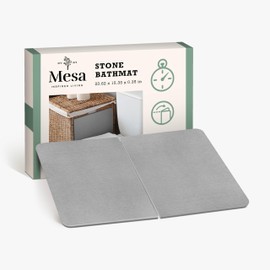Inspired Living Foldable Stone Bath Mat - Super Absorbent, Fast-Drying, Non-Slip Diatomaceous Earth Mat, Eco-Friendly & Multifunctional Stone Mat for Bathroom, Kitchen Counter, Large, Grey