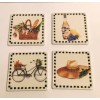 MacKenzie-Childs Mackenzie Childs Vino Alfresco Ceramic Coasters, Boxed Set Of