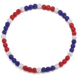 Baseball Beaded Necklace for Men Bling Rhinestone Baseball Drip Accessories for Boys Sparkly Diamond Ice Collection Youth baseball Chain Necklace Gifts for Player Team Lovers(RedBlue 18)