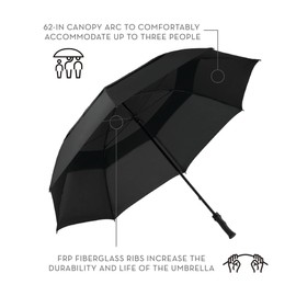 SHEDRAIN Windjammer Vented Manual Golf Stick Black Umbrella, 1 EA