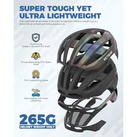 VICTGOAL Road Bike Helmet Adult Men Women with Detachable Magnetic Rear Light, Bicycle Helmet Adjustable Breathable Road Cycling Helmet for Road Mountain Riding (Glitter, L: 57-61 cm)