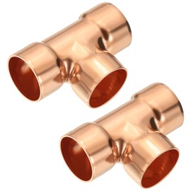 YOKIVE 2 Pcs Copper Tee Fitting, Pressure Pipe Fitting C x C Connector, Welding Joint Tube Connection, Great for HVAC Refrigeration (3/4" Nominal Size)