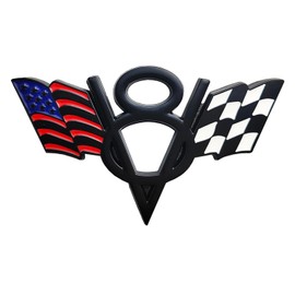 OnlyYou.X USA Flag V8 Emblem American V8 Badge 3D Logo Decal Sticker Fit for Pickup and Car 1 Piece Metal Black
