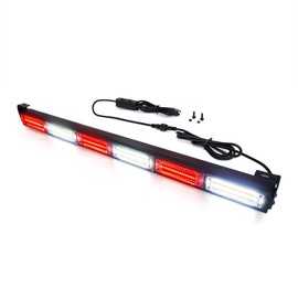 Xprite 27" COB LED Emergency Traffic Advisor Strobe Light Bar, 21 Flashing Patterns Directional Hazard Warning Lightbar, for Police Firefighter Ambulance Vehicles Trucks Cars SUV White/Red