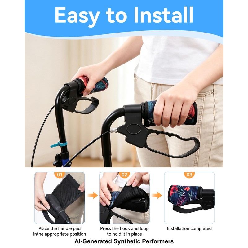 Walker Handle Cushions, Soft Non-Slip Grips for Walker, 2 Pack