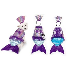 Iridescent Mermaid Dog Costume Mythical Blue Purple Shimmery Shell Top xSmall