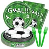 100 Pcs Soccer Paper Plates and Napkins Disposable for Party,