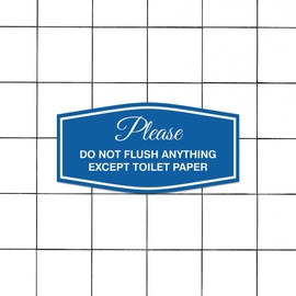 Fancy Please Do Not Flush Anything Except Toilet Paper Sign | Easy Installation | Restroom Signs (Black/White) - Small (1 Pack)