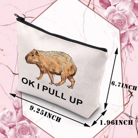 BDPWSS Capybara Makeup Bag Capybara Lover Gifts OK I Pull Up For Wildlife Lover Gifts Rodent Animal Lover Gifts Zipper Bag (I PULL UP)