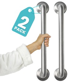 Vive 440lbs Grab Bar for Bathtubs and Showers (2 Pack) - Handicap Bathroom Safety Rail for Elderly - Wall Senior Handle for Tub, Toilet, Bath - Disability Assist Device Accessories Handrail (16 Inch)