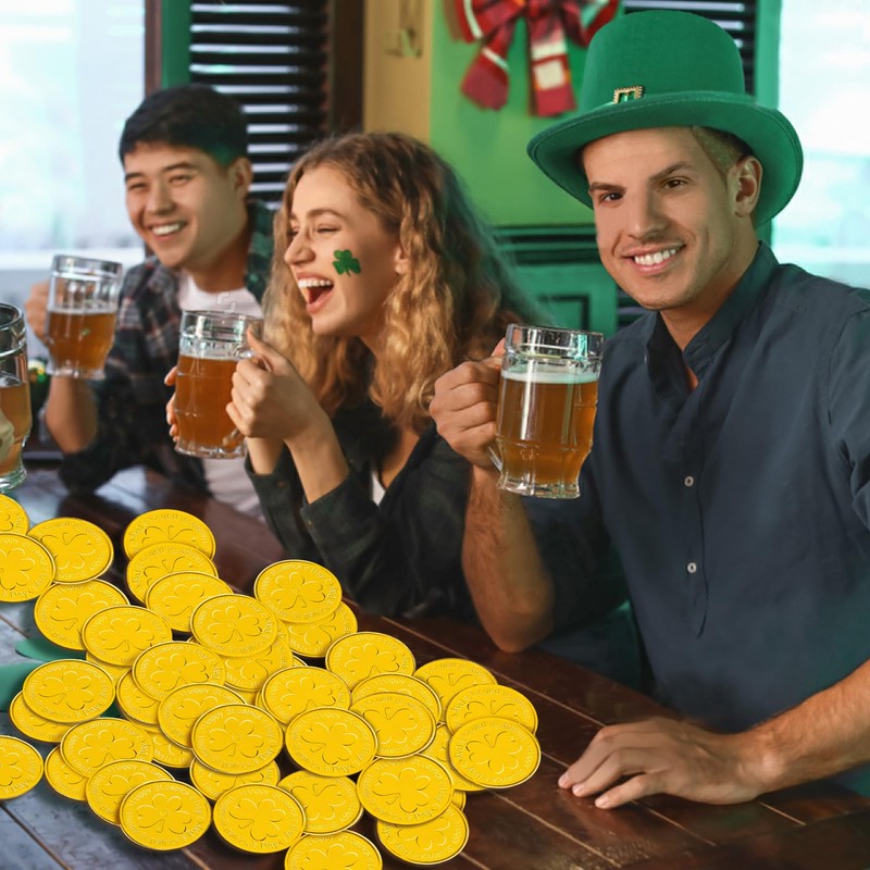 Gold Coins St Patricks Day,Gold Coins Plastic, Shamrock St Patricks