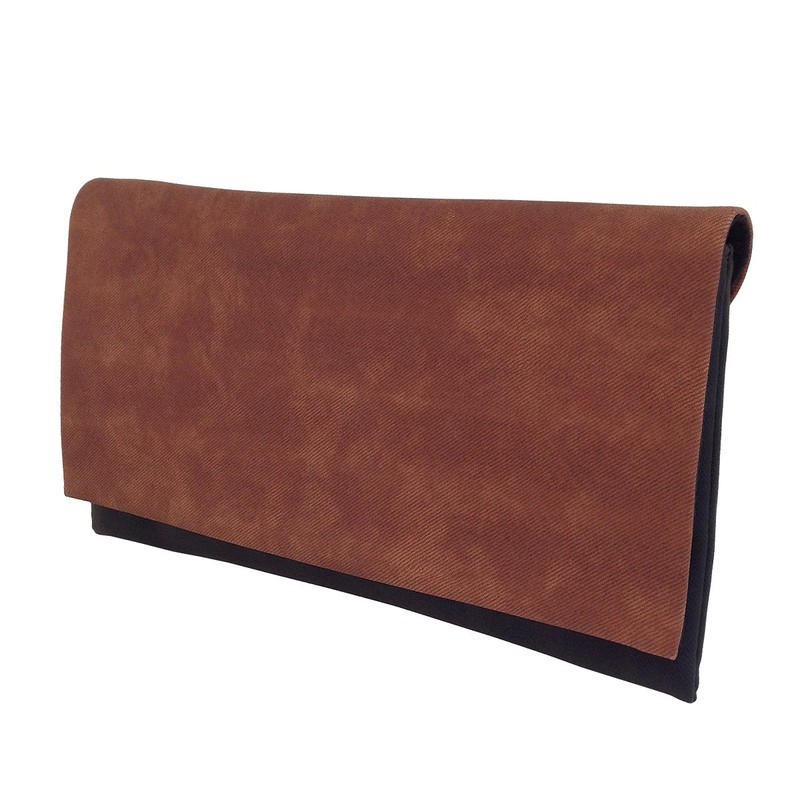 Color Block Flat Canvas Clutch, Brown