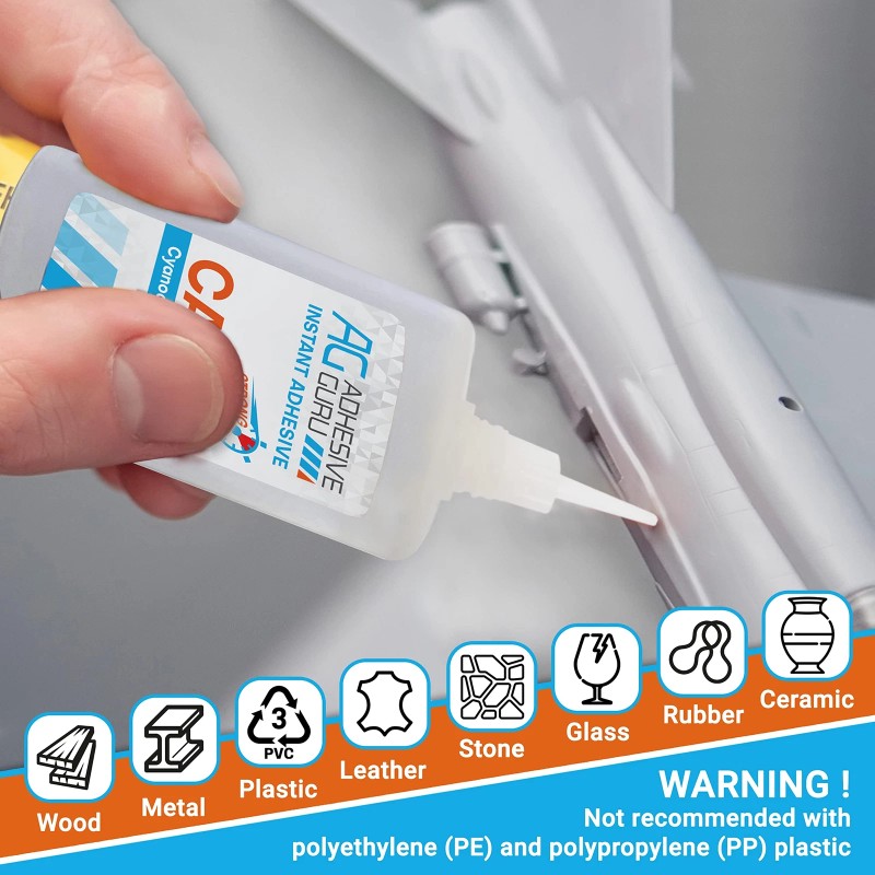 ag adhesive guru Cyanoacrylate Super Glue 3.5 oz for Plastic