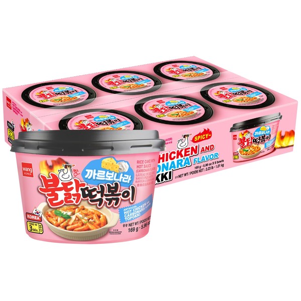 Wang Wang Buldak Carbonara Tteokbokki, Pack of 6