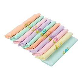 Caruso Italy Women's Embroidered 100% Pure Cotton Handkerchief Multicolor - Pack of 10