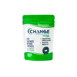 Change Anticavity Fluoride Toothpaste Tablets | 195 Natural Toothpaste Tabs for Kids and Adults | Eco Friendly, Travel Friendly and Mess-Free | With Xylitol | Vegan, Gluten Free and SLS Free | Spearmint | Prevents Cavities