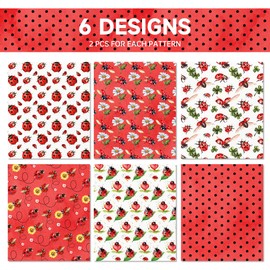 Jajajuegos Ladybug Wrapping Paper Set - 12 Sheets Lady Bug Gift Wrapping Paper 4 Design Cute Ladybugs Red Black Pattern Papers Ladybugs Craft Paper for Birthday Baby Shower DIY Crafts, 20'' x 27''
