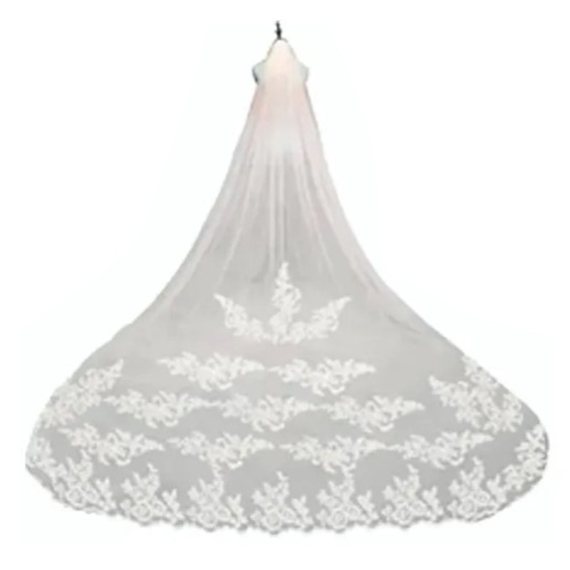 3 Meter Bridal Veil Lace Applique Metal Comb Fixing Ultra