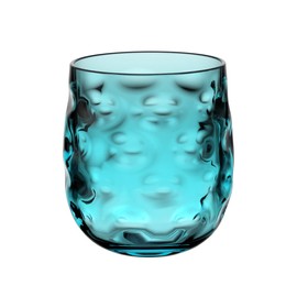 QG Clear Colorful Acrylic Plastic 14 oz. Wine Glass Rock Tumbler Set of 8 Blue