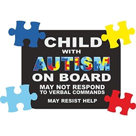 Awareness Matters Level 33 Child With Autism On Board JIgsaw Corners - Full Colour Safety Sticker For the Exterior of the Vehicle - Emergency Services Warning & Information Sticker (Child)