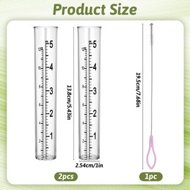 Tweruna 2 Pcs Rain Gauge Replacement Tube for Outdoor, 5 Inch Acrylic Rain Gauge for Yard, Garden, Lawn, Deck, Farm, with 1 Clean Brush