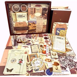 Kit Estético de Álbumes de Recortes, 346 Piezas Bullet Journal Kit, Suministros para Albumes de Recortes Clásico de DIY con Pegatinas y Decorativos, Agenda A6, Regalo para Amigas y Niñas (Marrón)