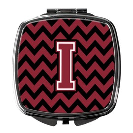 Caroline's Treasures Letter I Chevron Garnet and Black Compact Travel Mirrors, Multicolor