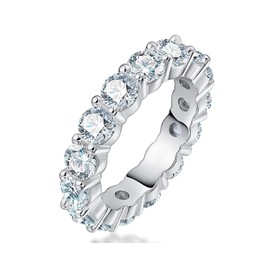 WOAINI Moissanite Eternity Ring for Women Female, 5.0 Cttw Moissanite Stackable Ring Eternity Bands, Engagement Wedding Band Rings for Anniversary Wedding Birthday, 925 Sterling Silver 18K Plated