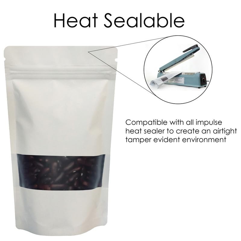 Rightpak Window Stand Up Pouches 100 Pieces 13cm x 21cm,