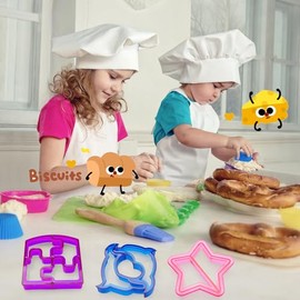 Juego de cortadores de pan para sándwich para niños, kit de accesorios de lonchera, incluye cortador de galletas de frutas y verduras, púas de comida animal