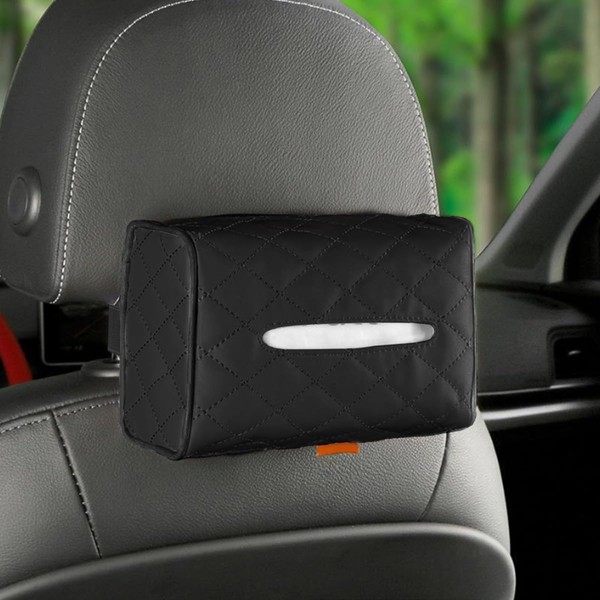 Car Tissue Holder, PU Leather Auto Napkin Holder Fit for