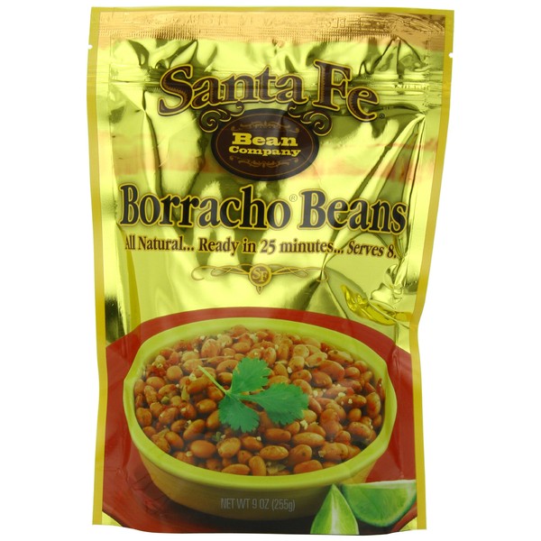 Santa Fe Bean Company Borracho Beans 9-Ounce Pouch (Pack of 8) Instant Borracho Beans; All Natural; High in Fiber; A Great Source of Protein; Fat Free; Reduced Sodium