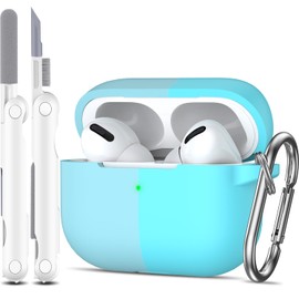 MHYALUDO for AirPods Pro Case Cover, Military Grade Anti-Fall Soft Silicone Shock-Absorbing Protective for AirPods Pro Case Skin Touch with Keychain and Cleaning Kit, Night Glow