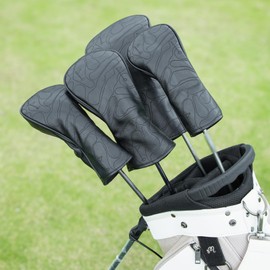 Golf Club Head Covers 3 Wood Headcover Set Premium Leather for Woods, Driver Fairway(FW) Wood Hybrid(UT) with Number Tags 4pcs & 1pcs (4pcs(DR+FW+FW+UT))