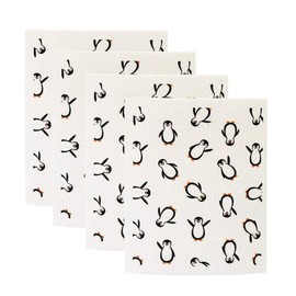 Swedish Dishcloth Kitchen Absorbent Sponge Cloths Fast Dry Dish Towels Set Cleaning Wipes (Penguin)