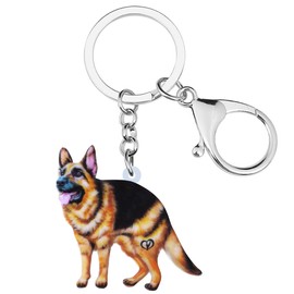 TIZURO Acrylic German Shepherd Keychains Puppy Pets Dog Animals Car Keys Keyring Novelty Jewelry For Women Bag Wallet Charms (Orange)