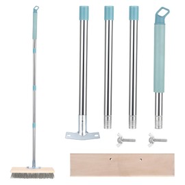 XTDMJ Heavy Duty Wire Broom with Telescopic Handle(51in), Stiff Steel Bristle Brush 11.8in Wire Garden Broom Head Garden Brush, Yard Brush Heavy Duty Outdoor for Removing Weed Moss Algae