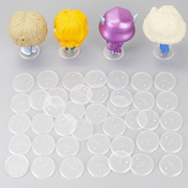 FIGURESLAB 28 PCS Figure Stand Base with 60PCS Adhesive for Fuko Pop, 1.57 Inch Clear Round Plastic Bases No Peg, Doll Model Storage Organizer Display Holder Accessories for Action Figures