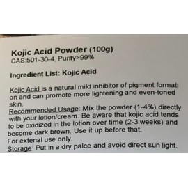 Rice Essence Kojic Acid Powder, Pure 99.5%, Natural, 100g, 3.6oz