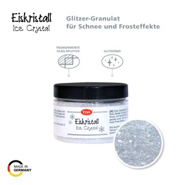 Viva Decor Ice Crystal (White Transparent, 150 g) Ice Crystals Decoration, Glitter Granules for Snow and Frost Effects, Glass Splitter for Crafts, Frost Effect, Ice Crystal Effect, Made in Germany