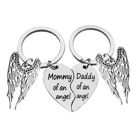 Loss Memorial Gift Mommy/Daddy of an Angel Keyring Set Miscarriage Keepsake Memorial Keychain Gift Remembrance Sympathy Gift Keyring for Child Loss Infant Loss Baby Loss